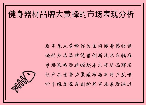 健身器材品牌大黄蜂的市场表现分析